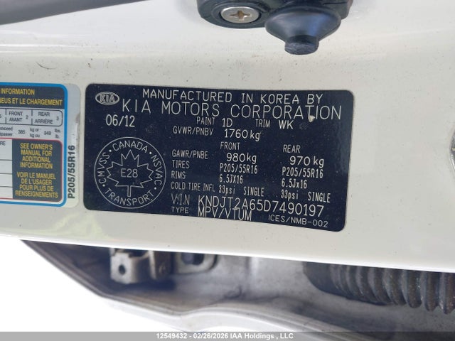 12549432 :رقم المزاد ، KNDJT2A65D7490197 vin ، 2013 Kia Soul +/!/sport مزاد بيع