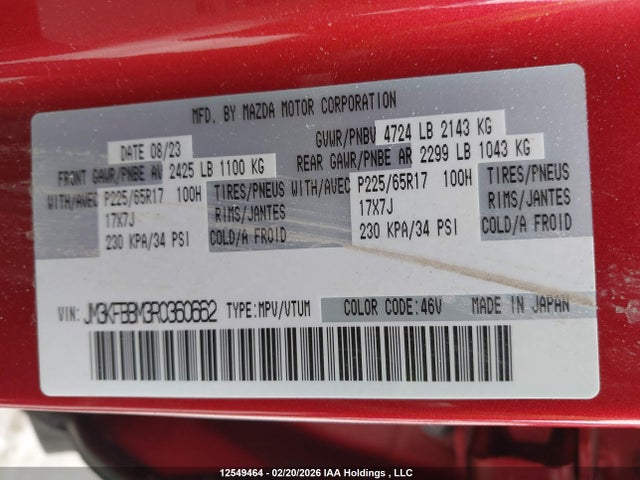 JM3KFBBM3R0360662 Mazda Cx-5 Select