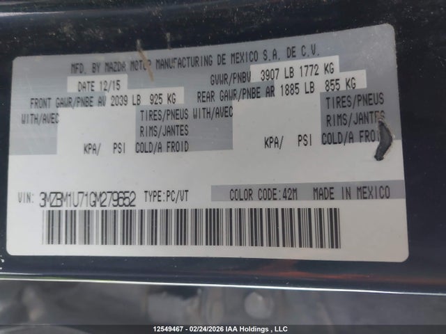 3MZBM1U71GM279652 Mazda MAZDA3