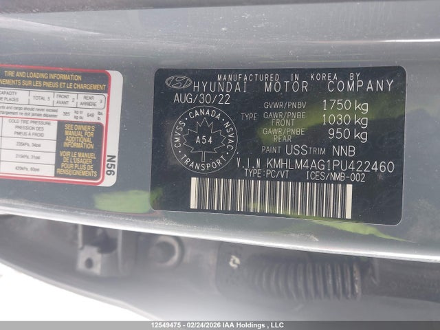 KMHLM4AG1PU422460 Hyundai ELANTRA SEL