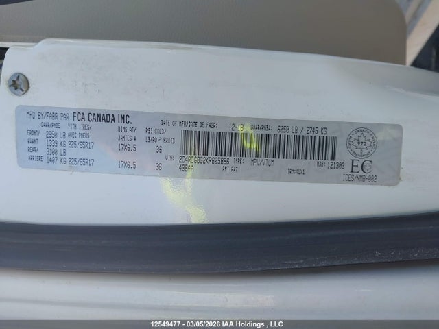 12549477 :رقم المزاد ، 2C4RDGBG2KR605886 vin ، 2019 Dodge Grand Caravan مزاد بيع