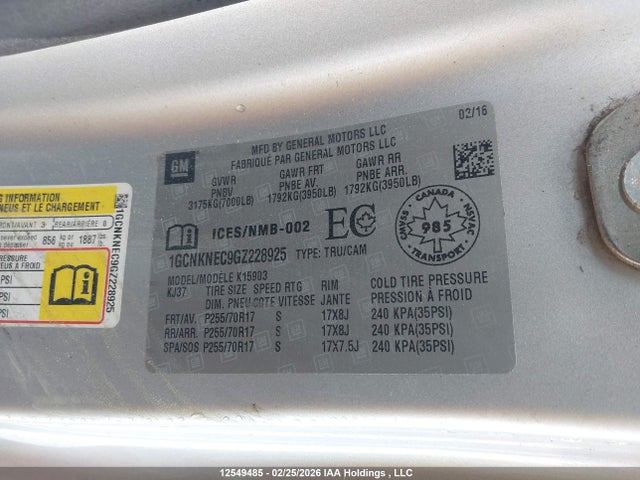1GCNKNEC9GZ228925 Chevrolet Silverado 1500 Wt