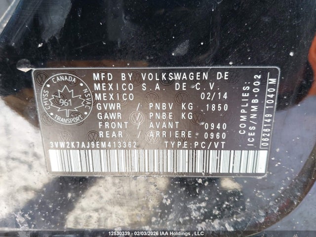 3VW2K7AJ9EM413362 Volkswagen Jetta 2.0l Trendline+