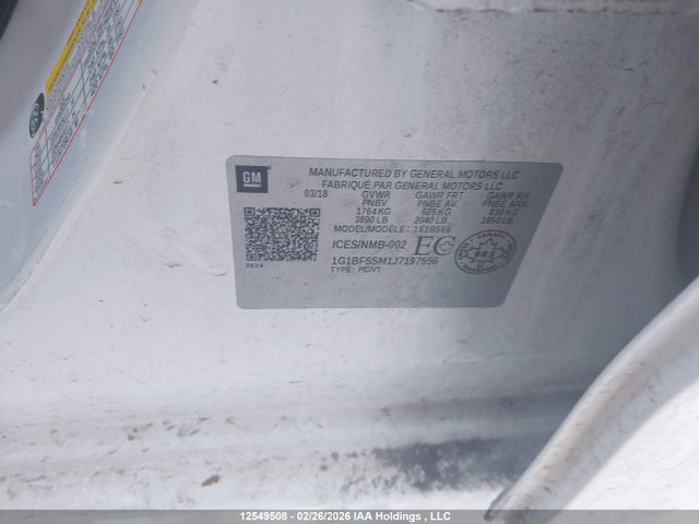 1G1BF5SM1J7197556 Chevrolet Cruze Premier Auto