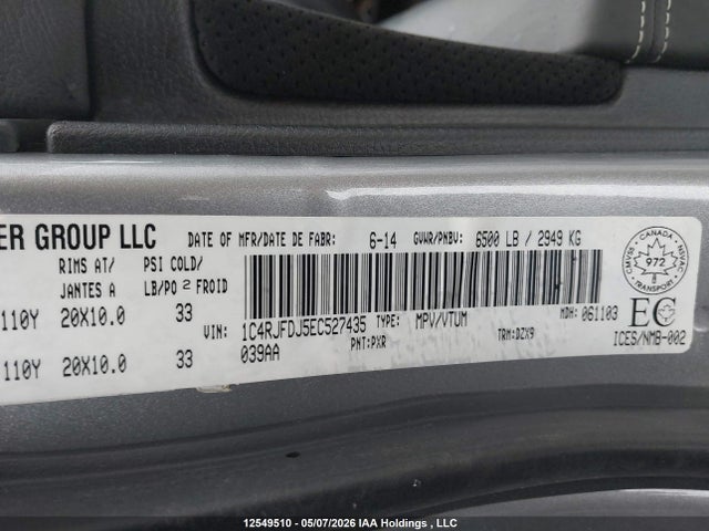1C4RJFDJ5EC527435 Jeep Grand Cherokee