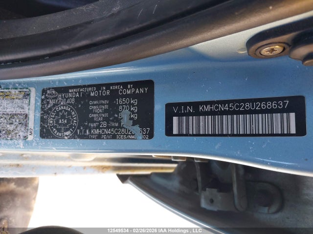 Продажа на аукционе авто 2008 Hyundai Accent, vin: KMHCN45C28U268637, номер лота: 12549534