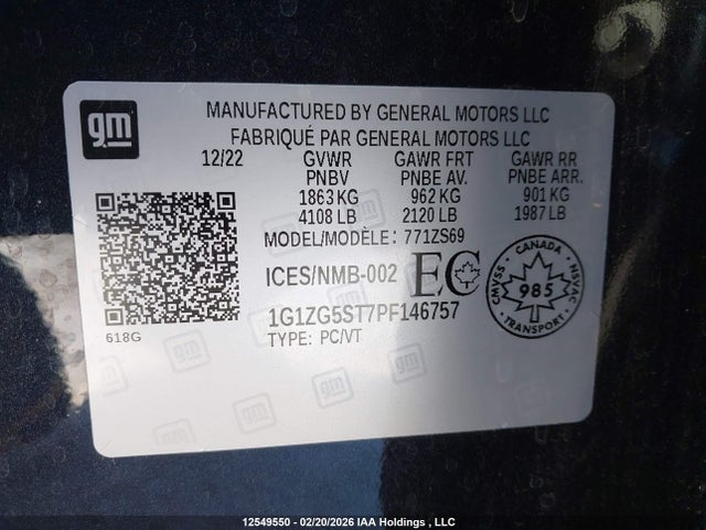 1G1ZG5ST7PF146757 Chevrolet MALIBU RS