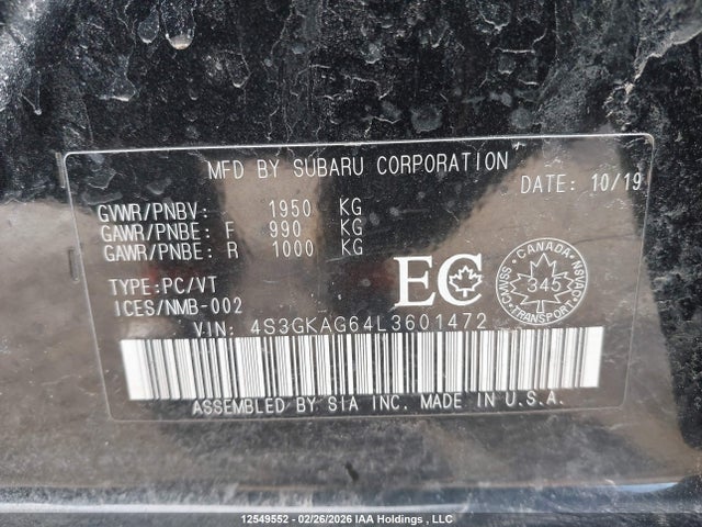 4S3GKAG64L3601472 Subaru Impreza