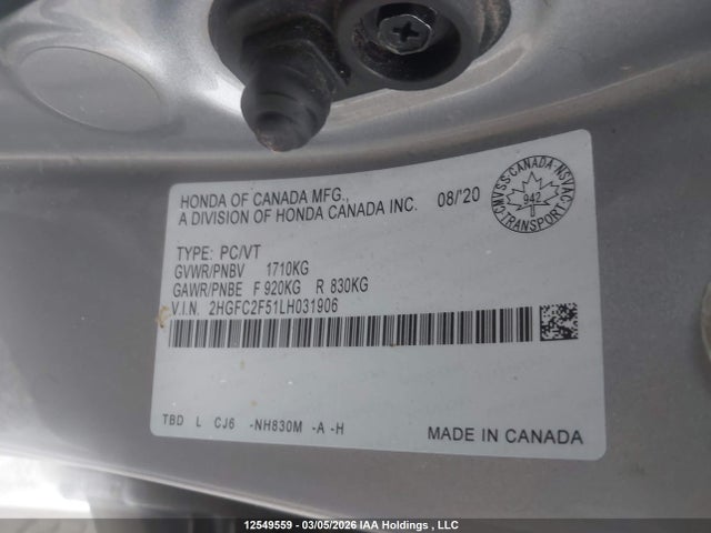 2HGFC2F51LH031906 Honda Civic