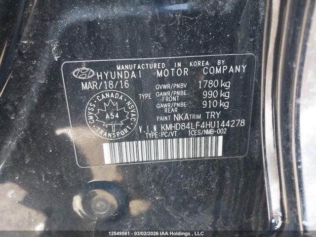KMHD84LF4HU144278 Hyundai Elantra Gls