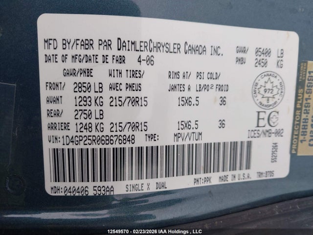 Продаж на аукціоні авто 2006 Dodge Caravan Se, vin: 1D4GP25R06B676848, номер лоту: 12549570