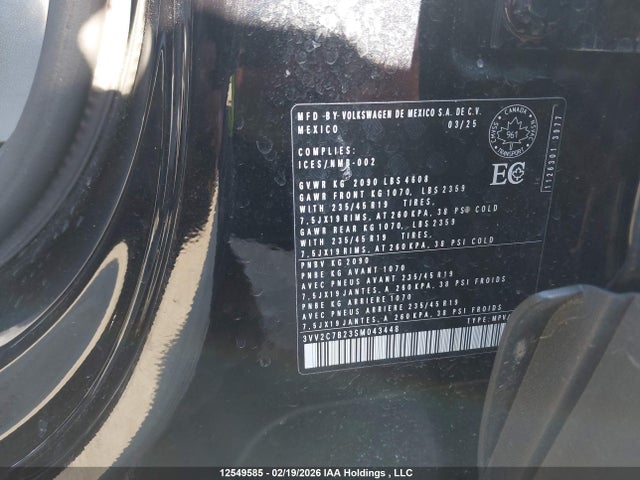 Продажа на аукционе авто 2025 Volkswagen Taos Se Black, vin: 3VV2C7B23SM043448, номер лота: 12549585