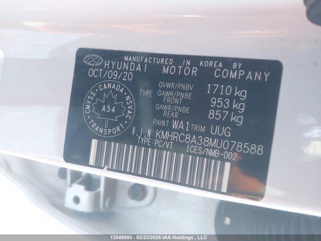 Продаж на аукціоні авто 2021 Hyundai Venue Sel/denim, vin: KMHRC8A38MU078588, номер лоту: 12549593