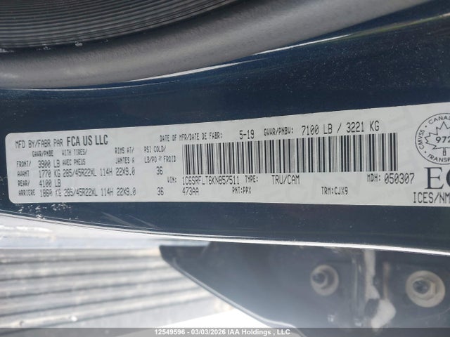 RAM 1500 Rebel 2019 1C6SRFLT6KN857511 Image 9