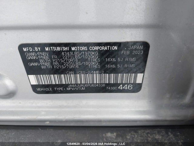 JA4AJUAU6PU604336 Mitsubishi RVR ES