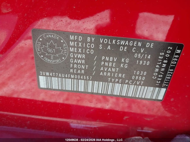 3VW4T7AU4FM004557 Volkswagen GTI