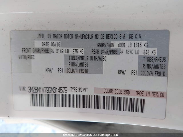 3MZBM1V79GM314579 Mazda Mazda3 Gs