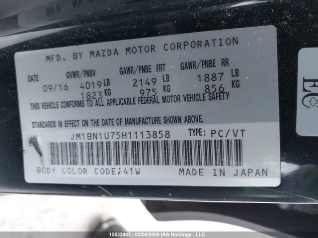 JM1BN1U75H1113858 Mazda Mazda3 Gx