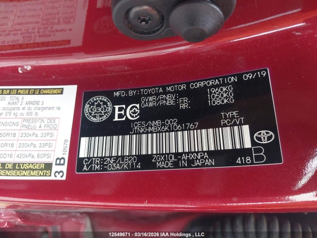 JTNKHMBX6K1061767 Toyota C-HR
