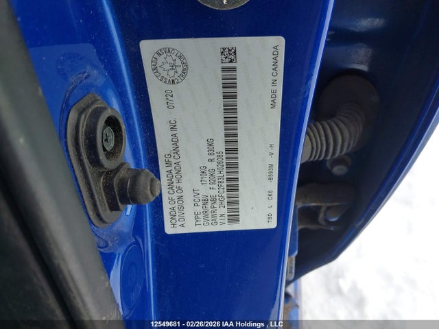 Продаж на аукціоні авто 2020 Honda Civic, vin: 2HGFC2F83LH026085, номер лоту: 12549681