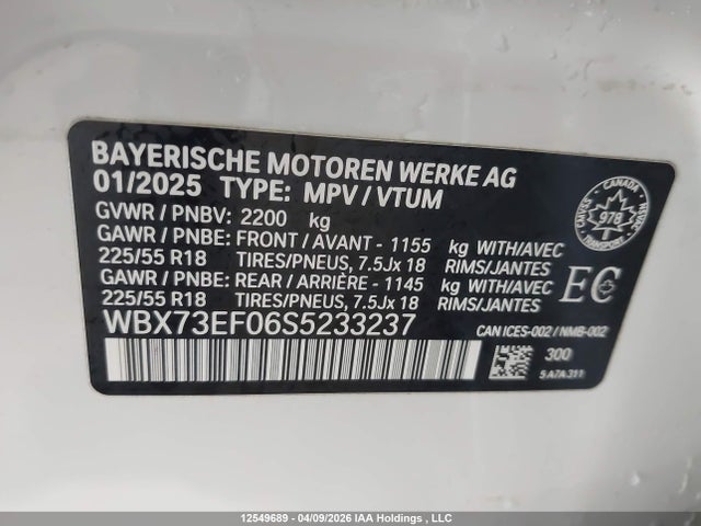 Aukcja sprzedaży 2025 Bmw X1 Xdrive28i, vin: WBX73EF06S5233237, numer aukcji: 12549689