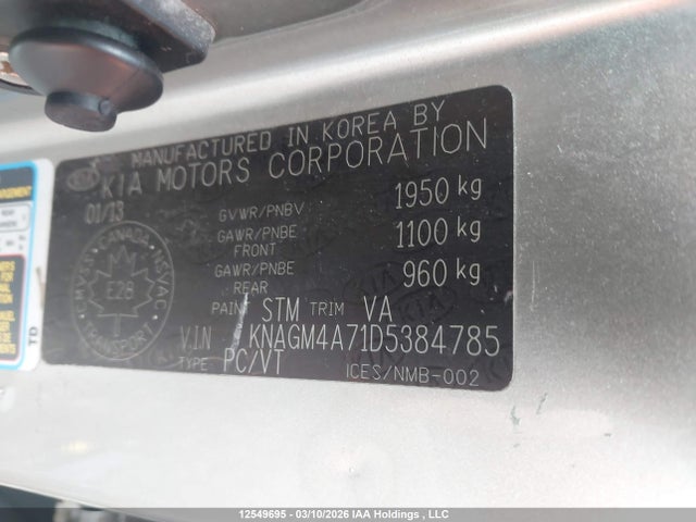 12549695 :رقم المزاد ، KNAGM4A71D5384785 vin ، 2013 Kia Optima Lx/lx+ مزاد بيع