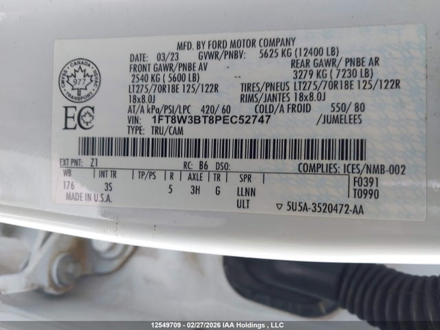 Продаж на аукціоні авто 2023 Ford F-350 Xlt, vin: 1FT8W3BT8PEC52747, номер лоту: 12549709