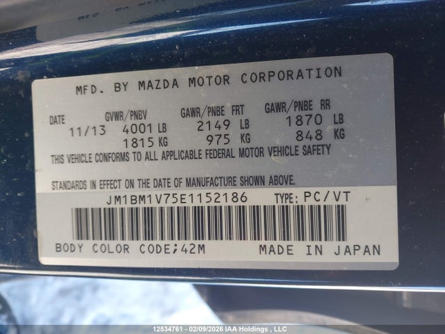 JM1BM1V75E1152186 Mazda Mazda3 Gs-sky