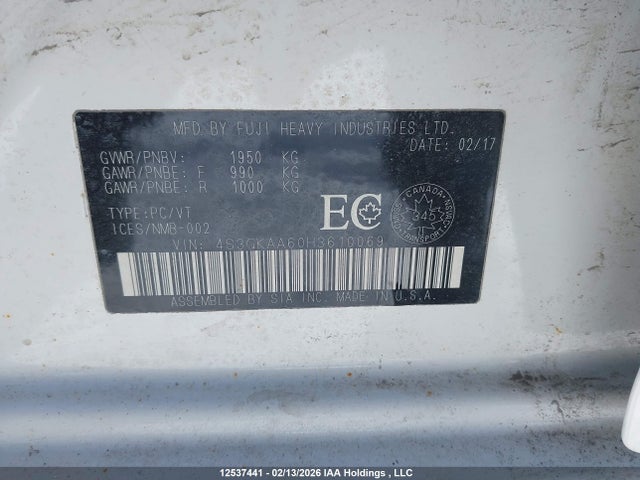 4S3GKAA60H3610069 Subaru Impreza Convenience