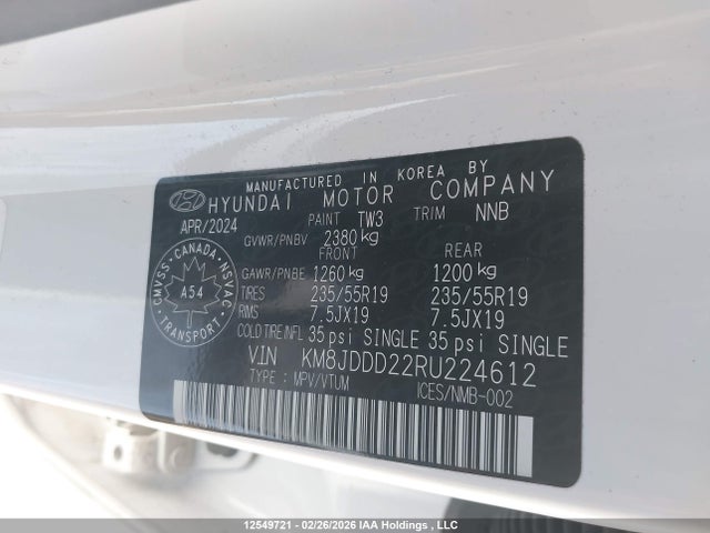 KM8JDDD22RU224612 Hyundai TUCSON HYBRID