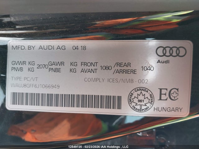 WAUJ8GFF6J1066949 Audi A3 Premium Plus
