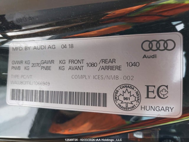 WAUJ8GFF6J1066949 Audi A3 Premium Plus