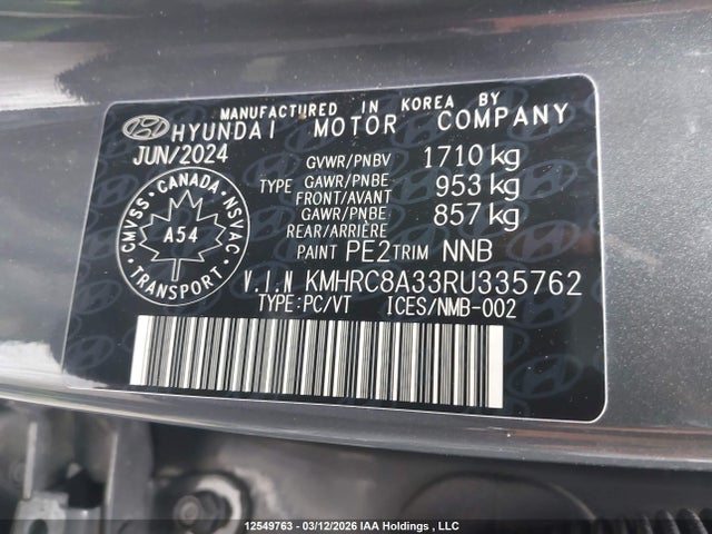 Aukcja sprzedaży 2024 Hyundai Venue Sel/limited, vin: KMHRC8A33RU335762, numer aukcji: 12549763