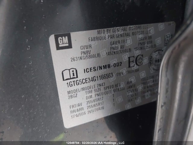 1GTG5CE34G1166563 GMC CANYON SLE