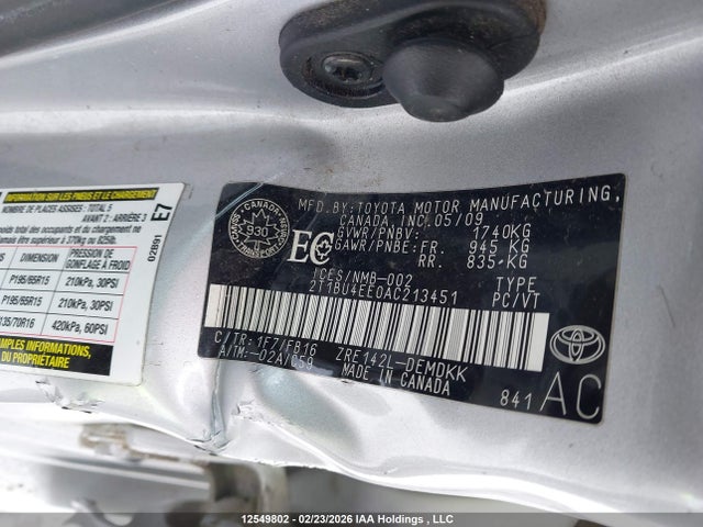 Aukcja sprzedaży 2010 Toyota Corolla S/le/xle, vin: 2T1BU4EE0AC213451, numer aukcji: 12549802