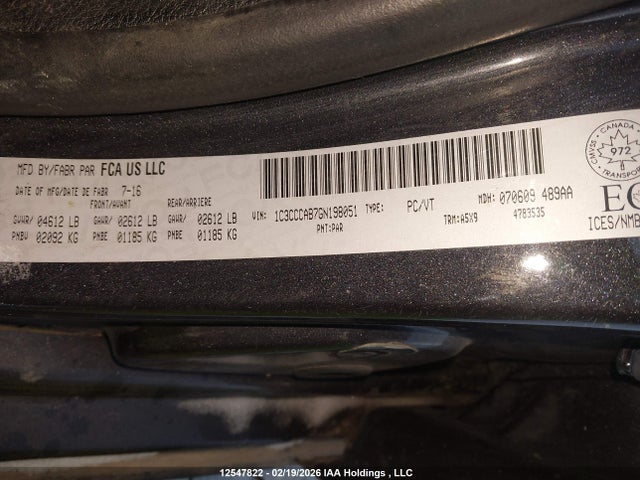 Chrysler 200 Limited 2016 1C3CCCAB7GN198051 Image 9