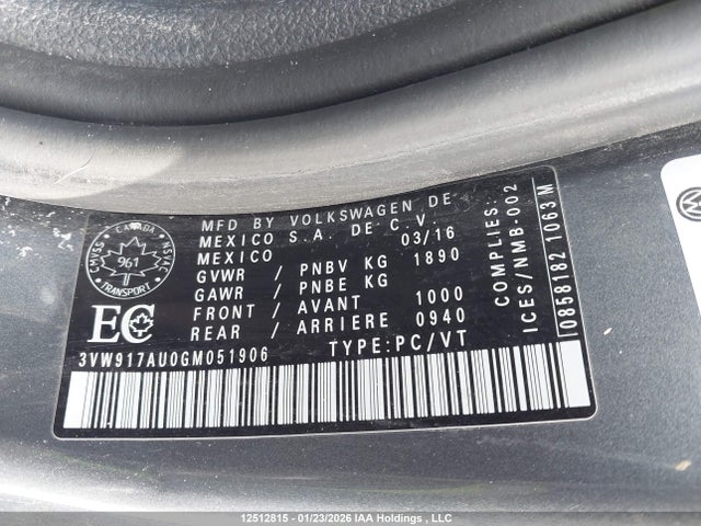 3VW917AU0GM051906 Volkswagen Golf 1.8 Tsi Trendline