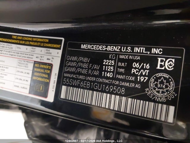 55SWF6EB1GU169508 Mercedes-Benz C 450 Amg 4matic
