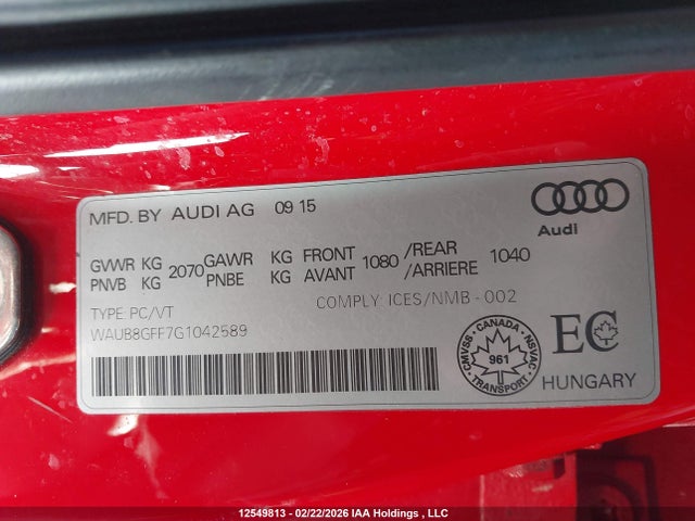 WAUB8GFF7G1042589 Audi A3 PREMIUM