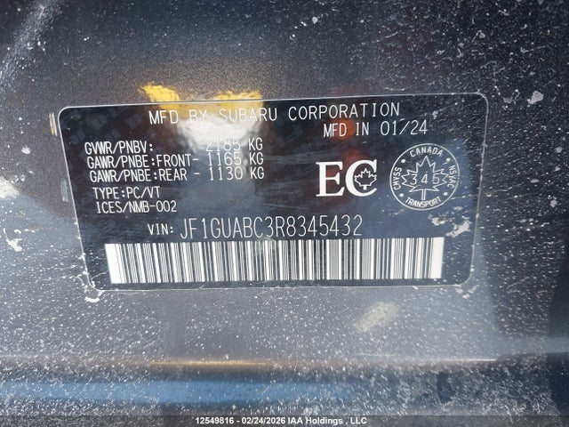 Продажа на аукционе авто 2024 Subaru Impreza, vin: JF1GUABC3R8345432, номер лота: 12549816
