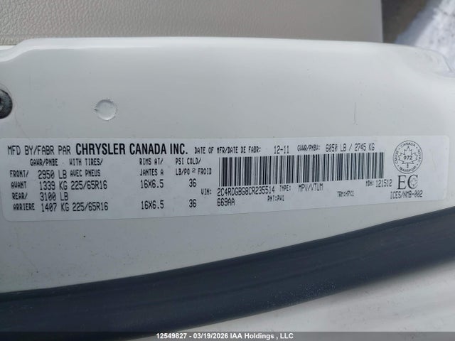 Aukcja sprzedaży 2012 Dodge Grand Caravan Se, vin: 2C4RDGBG8CR235514, numer aukcji: 12549827