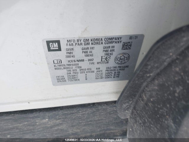 12549831 :رقم المزاد ، KL79MSSL7MB164559 vin ، 2021 Chevrolet Trailblazer Activ مزاد بيع