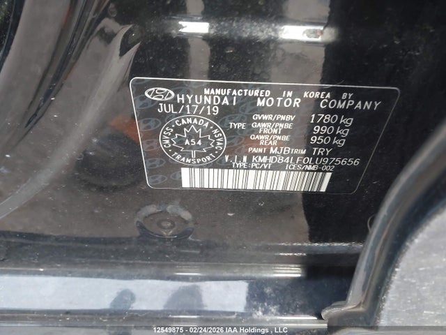 Продажа на аукционе авто 2020 Hyundai Elantra Sel/value/limited, vin: KMHD84LF0LU975656, номер лота: 12549875