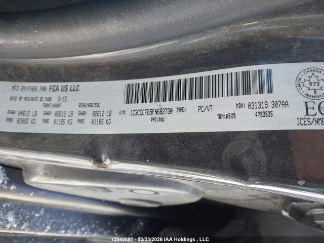 12549891 :رقم المزاد ، 1C3CCCFB5FN682730 vin ، 2015 Chrysler 200 Lx مزاد بيع