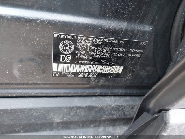 2024 Toyota Rav4 Xle მანქანა იყიდება აუქციონზე, vin: 2T3R1RFV9RC452065, აუქციონის ნომერი: 12549953
