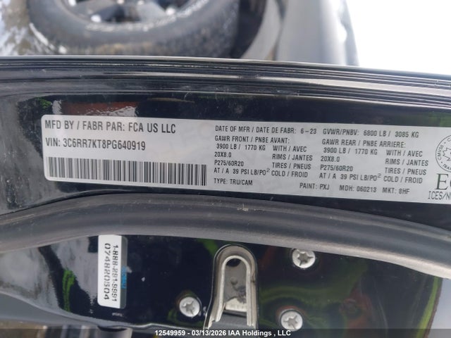 2023 Ram 1500 Classic Tradesman მანქანა იყიდება აუქციონზე, vin: 3C6RR7KT8PG640919, აუქციონის ნომერი: 12549959