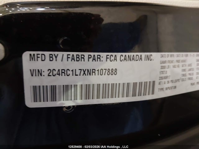 2C4RC1L7XNR107888 Chrysler Pacifica Hybrid Touring L