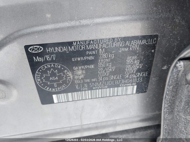 5NMZUDLB7JH061833 Hyundai Santa Fe Sport 2.4 Se