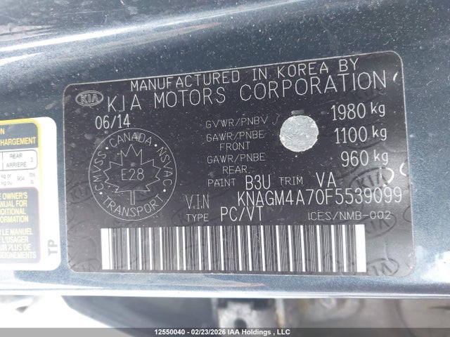 2015 Kia Optima Lx მანქანა იყიდება აუქციონზე, vin: KNAGM4A70F5539099, აუქციონის ნომერი: 12550040