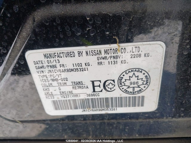 Продаж на аукціоні авто 2013 Infiniti G37x Luxury/sport, vin: JN1CV6AR9DM353241, номер лоту: 12550041